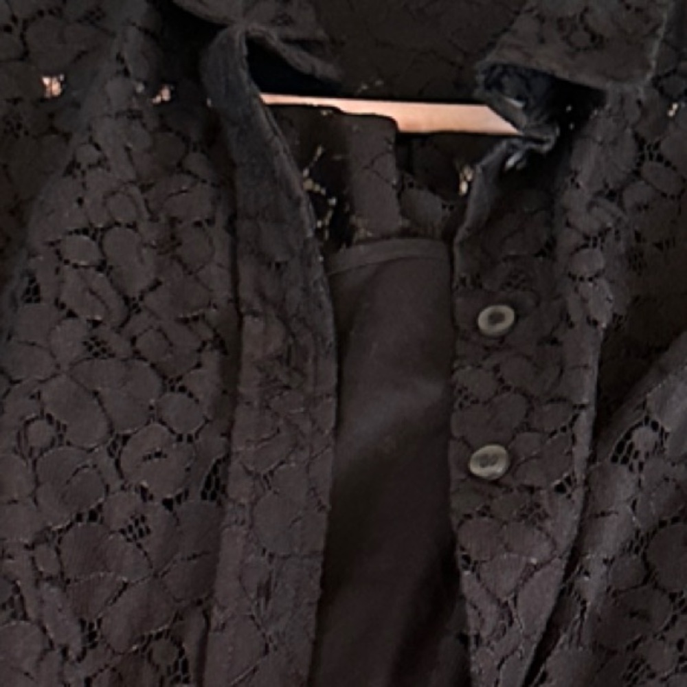 Black Lace Mini Shirt Dress